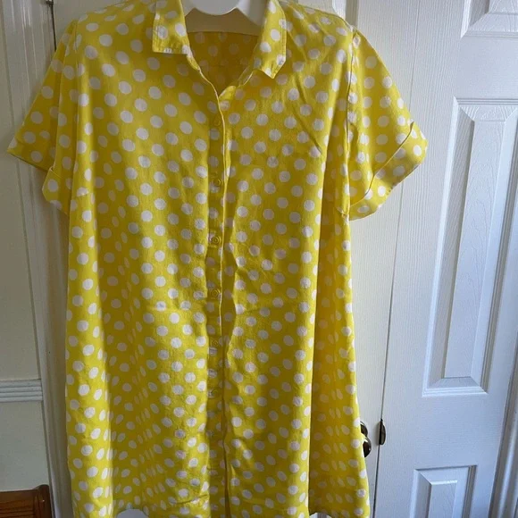Lisa Marie Fernandez Yellow and White Polka Dot Top (XXL) - Picture 2 of 14